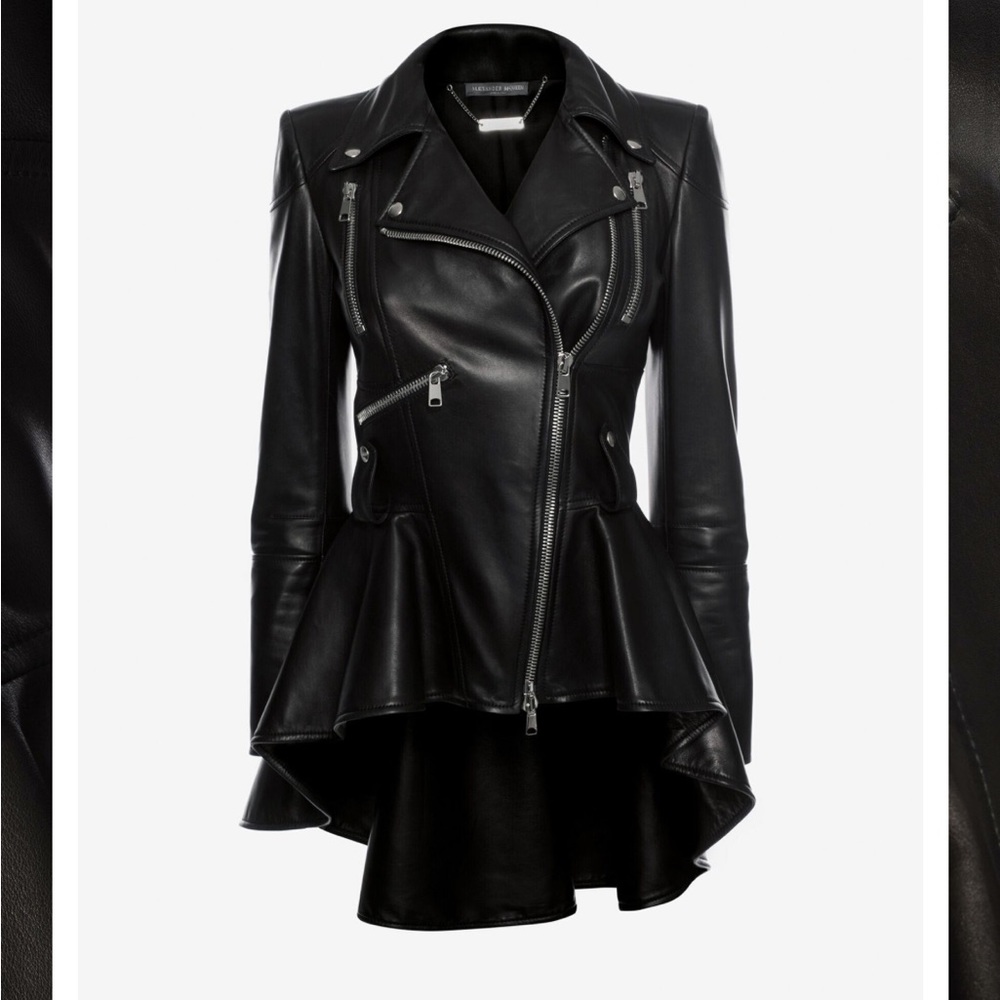 Alexander McQueen peplum leather jacket!
